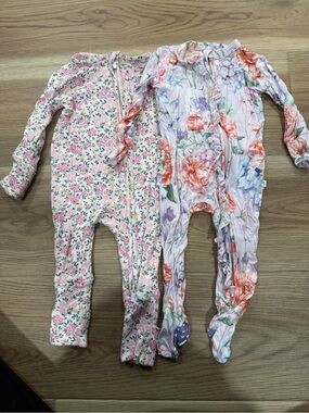 Posh Peanut Floral Footed One-Pieces